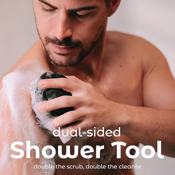 MainBasics Shower Tool Duo 2-1 Shower Loofah Sponge and Exfoliating Body - Image 2