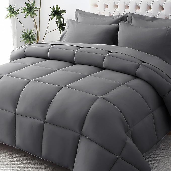 JOLLYVOGUE King Comforter Set, Ultra-Soft Bed in a Bag King Size 7 Pieces by JOLLYVOGUE