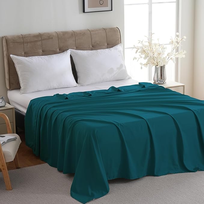 ZPECC Full Flat Sheet Only 1 Pack, Durable Teal Top Bed Sheets Hypoallergenic - Image 3