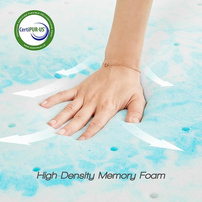 Sweetcrispy Mattress Topper Twin, 3 Inch Thick Memory Foam Gel Infused Cooling - Image 4