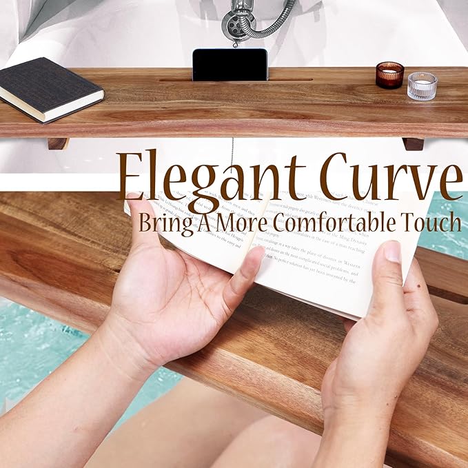 Premium 1.2IN Thickened Board Acacia Wood Bathtub Tray Caddy - Image 5