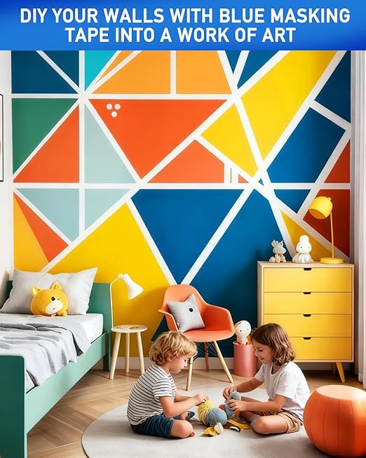 KIWIHUB Blue Painters Tape - 20 Rolls Masking Tape 1 inch Wide, Multi-Surface No Residue Blue Tape for Walls, Painting, Packing & Automotive 0.94 Inch x 1100 Yards