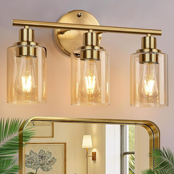 Zarbitta 3-Light Bathroom Light Fixtures, Brushed Gold Vanity Light, Farmhouse by Zarbitta