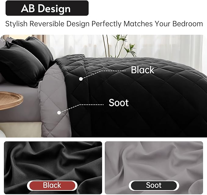 MUXHOMO 5 Pieces Twin Comforter Set, Reversible Bed in a Bag Twin Size - Image 3