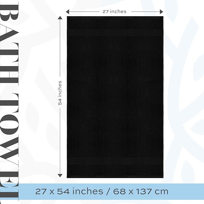 White Classic Luxury Black Bath Towels Extra Large | 100% Soft Cotton 700 GSM - Image 4