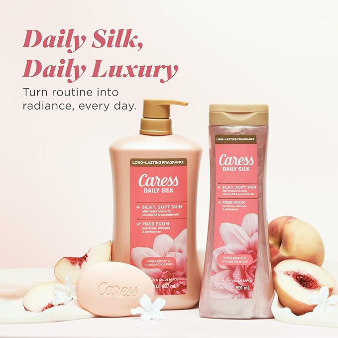 Caress Body Wash for Women, Daily Silk White Peach & Orange Blossom, Shower Gel - Image 8