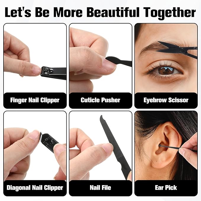 Nail Clippers Sets Manicure Stainless Steel Nail Grooming Cutter Kit Travel - Image 9