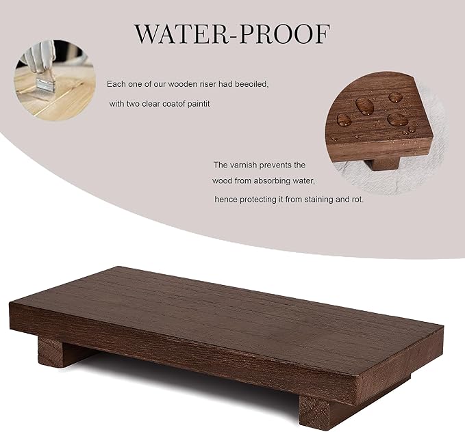 zoocatia Small Wood Tray Pedestal Stand Farmhouse Bathroom Decor Decorative - Image 3