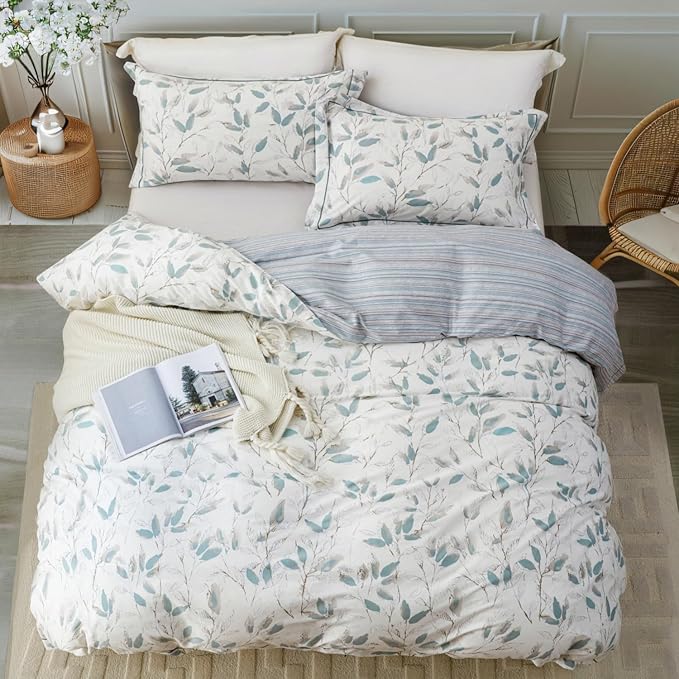 OAITE Duvet Cover Set Queen Size Floral Pattern 500 Thread Count Ultra Soft - Image 3