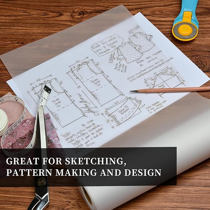 SEMLEART Artit's Tracing Paper roll,32lb/50gsm,34 inch x 25 Yard,Translucent Tracing Paper for Pencil, Marker and Ink - Trace Images, Sketching,Drawing