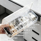 Cord Organizer Box with Lid, 7 Compartment Cable Management with 7 Wire Ties, Dustproof Cable Storage Box for Office & Home, Wire Hider for Computer Desk, Charger Cables, Power Cords (1pack)