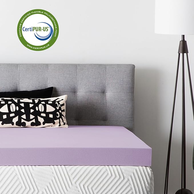 Lucid 4 Inch Lavender Memory Foam Mattress Topper, Full Size – Essential Oil - Image 4