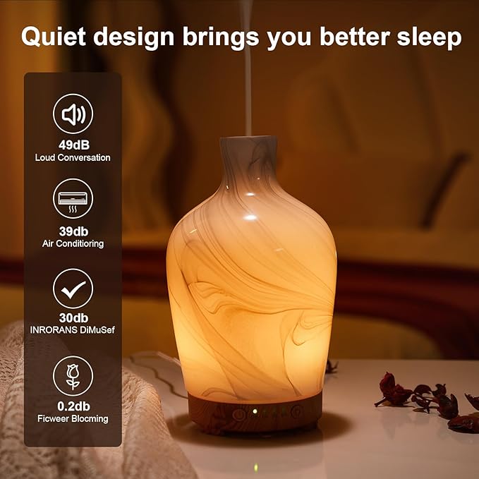 Classical Vase Art Glass Aromatherapy Diffuser 160ml ultrasonic Cool Mist Scent - Image 4