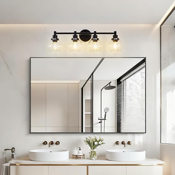 4-Light Bathroom Light Fixture Black Vanity Lights Over Mirror Modern Wall - Image 6
