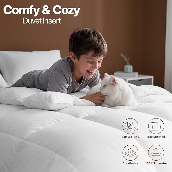 Utopia Bedding Twin Comforter Duvet Insert, Quilted White Comforter - Image 5