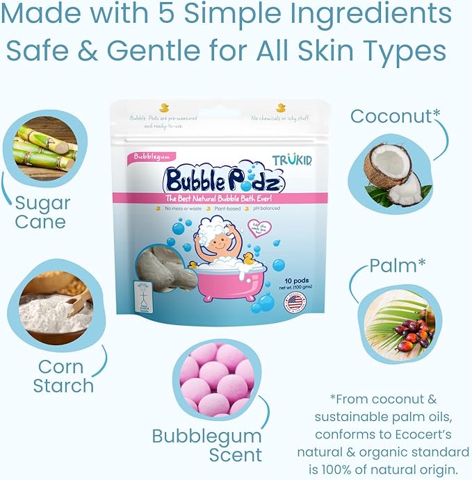 TruKid Bubble Podz Bubble Bath for Kids, & Babies, Tear Free Gentle & - Image 5