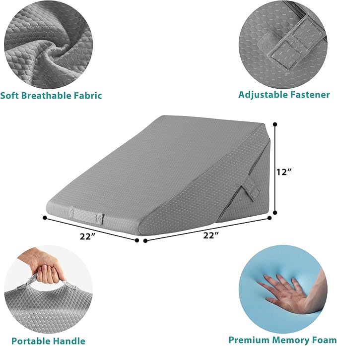 Bedluxe Wedge Pillow for Sleeping, Adjustable 9&12 Inch Foldable Bed Wedge - Image 6