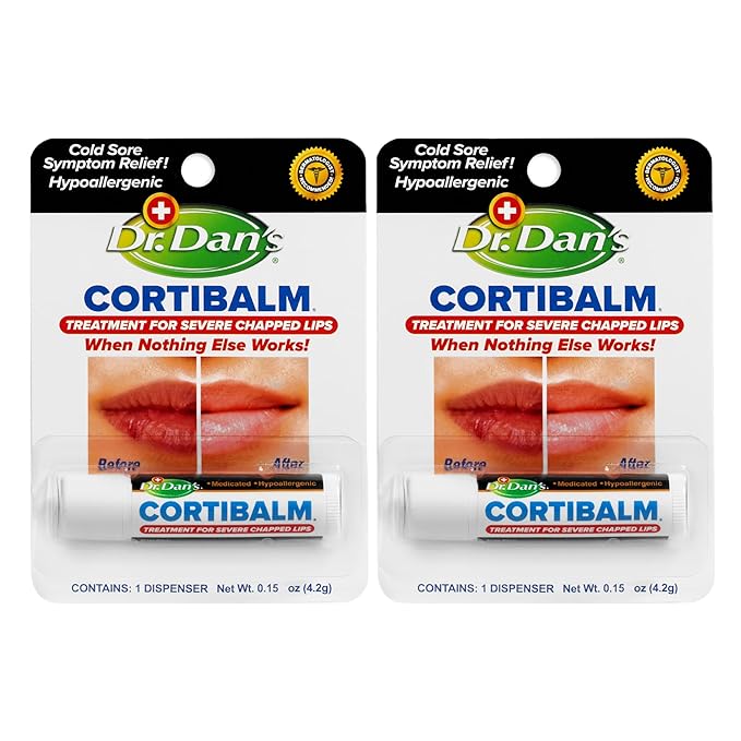 Dr. Dan's Cortibalm- 2 Pack- for Severe Chapped Lips and Cold Sore Relief by DrDans