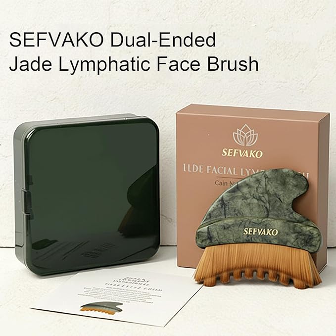 Lymphatic Contour Face Brush, Dual-Ended Dry Brush + Cool-Touch Jade Gua Sha - Image 8