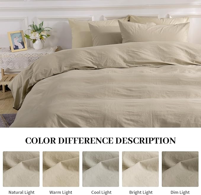 NEXHOME PRO Duvet Cover Set Oversized Queen 92"x98" Linen Feel Textured Organic - Image 3