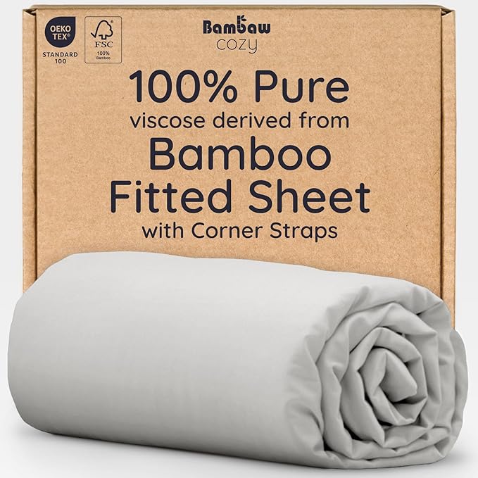 Bambaw 100% Viscose Derived from Bamboo Fitted Sheet Twin Size, Cooling Fitted by Bambaw