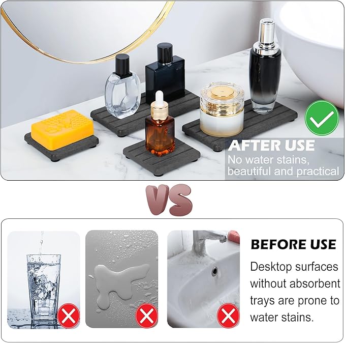 4PCS Fast Drying Diatomite Stone Soap Tray - Image 5