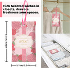 SCENTORINI Scented Sachets for Drawers and Closets, Rose Scent 14 Pack, Long-Lasting Sachets Bags Wardrobe Freshener, for Drawers, Closets, Cars