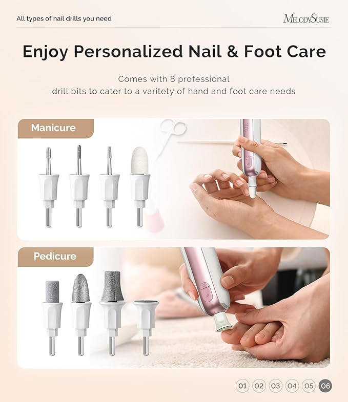 MelodySusie Cordless Pedicure & Manicure Nail Drill Kit, PC760G - Image 7