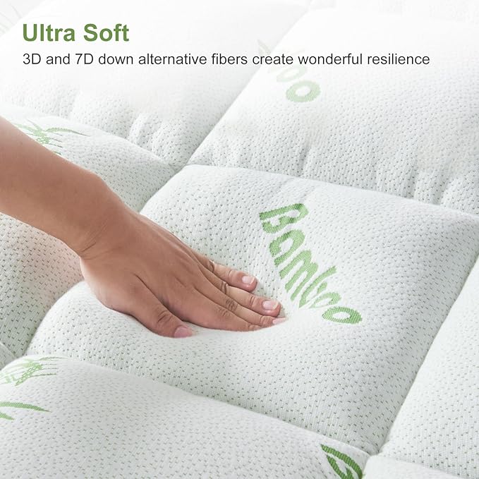 Full Size Mattress Topper Viscose Derived from Bamboo, Soft Thick Pillow Top - Image 9