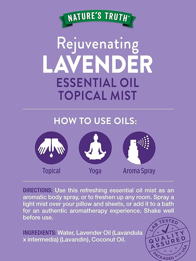 Nature's Truth Lavender Essential Oil Spray | 2.4 fl oz | Room Aroma Mist - Image 2