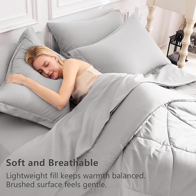 CozyLux Queen Comforter Set French Grey - Image 3