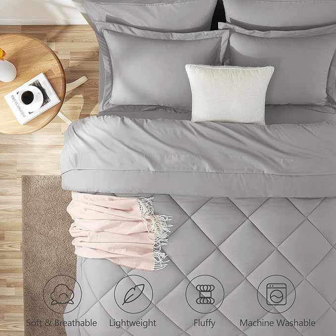 CozyLux Full Size Comforter Sets French Grey - Image 2