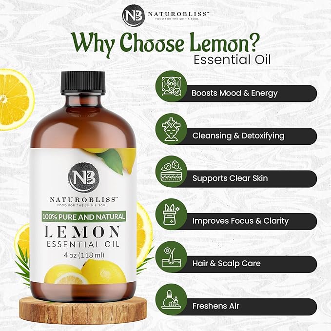 NaturoBliss 100% Pure Lemon Essential Oil Therapeutic Grade Premium Quality - Image 2