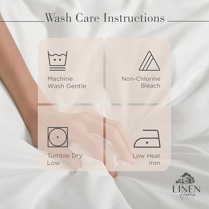 Linen Home 100% Cotton Percale Sheets California King Size, Sand Shell - Image 5