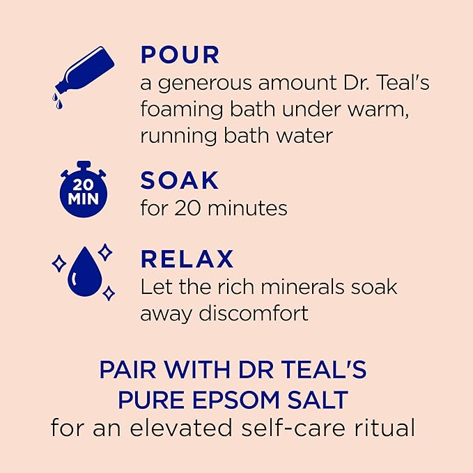 Dr Teal's Foaming Bath with Pure Epsom Salt, Stress Relief with Ginseng & Ginger - Image 3