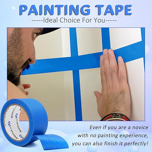 Oleitodh 22 Rolls Blue Painters Tape Bulk 2 inch x 55 Yards, Painters Masking Tape No Residue Wall Painting Tape Artist Tape Trim Edge Finishing Tape for Wall Painting Decoration DIY Supplies