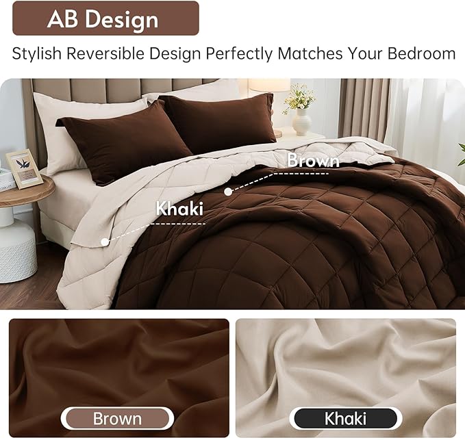 MUXHOMO 7 Pieces King Comforter Set, Reversible Bed in a Bag King Size - Image 3