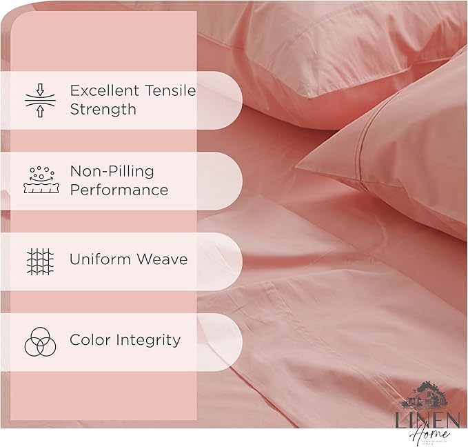 Linen Home 100% Cotton Percale Sheets Full Size, English Rose, Deep Pocket - Image 2