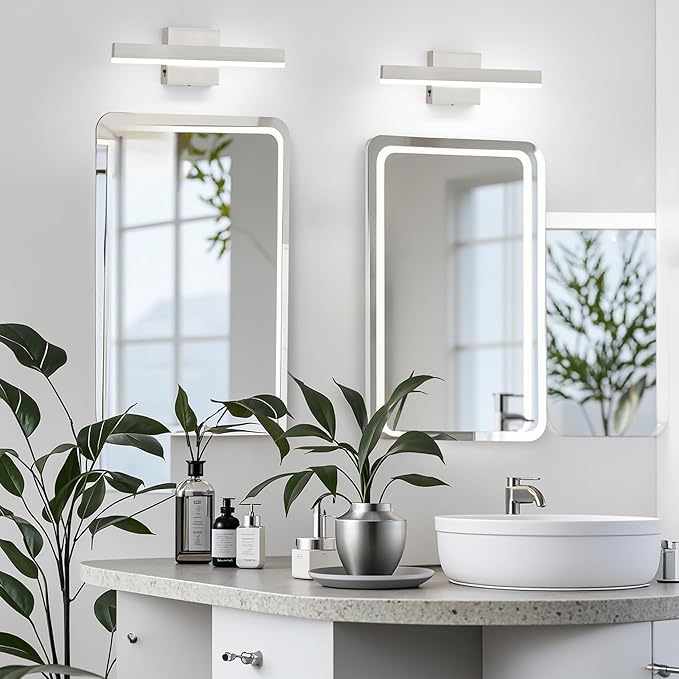 Nickel Bathroom Vanity Light 15.75 inch, 14W Dimmable 5CCT LED Bathroom Light - Image 2