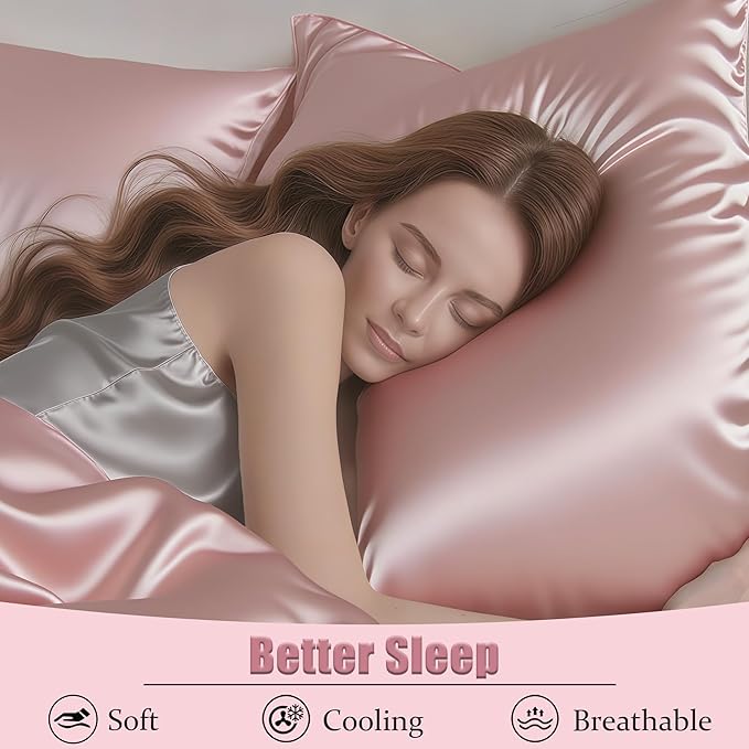 Mulberry Silk Pillow Cases Queen Size Set of 2, Ultra Smooth Soft Breathable - Image 4