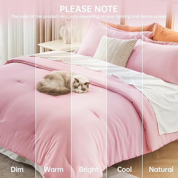MUXHOMO Pink Queen Comforter Set, All Season Ultra Soft Down Alternative Bedding - Image 9