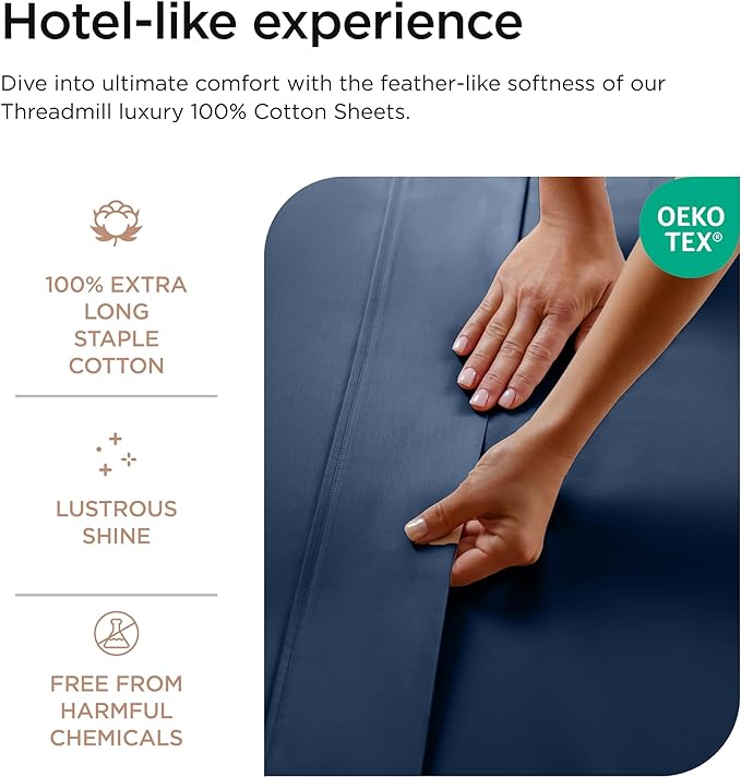 Threadmill Luxury 800 Thread Count Full Size 100% Cotton Sheets - Image 3