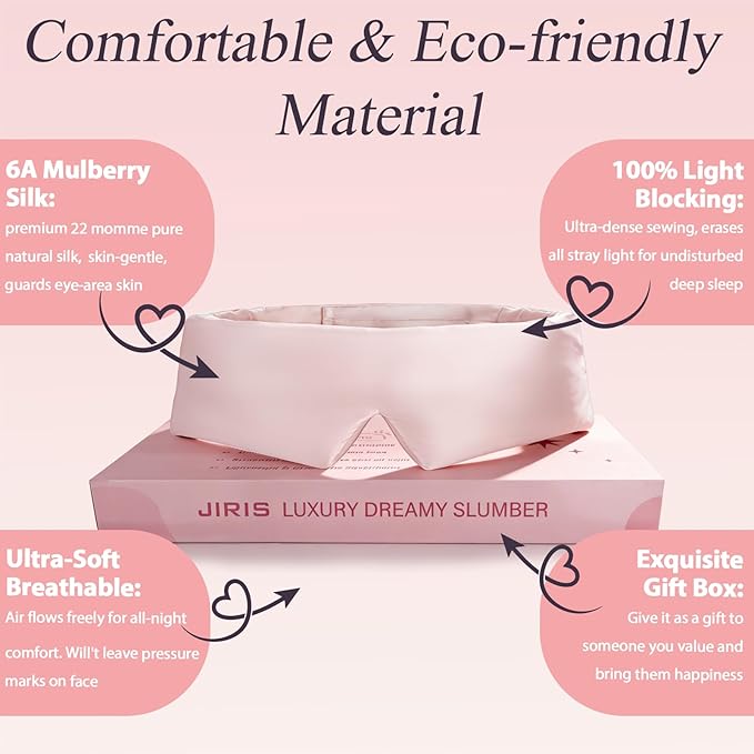 Silk Sleep Eye Mask for Side Sleeper Men Women, Eye Mask Sleeping 100% 22 Momme - Image 4