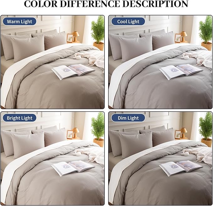 NEXHOME PRO Duvet Cover Set Queen Size Linen Look Textured Organic Natural 100% - Image 2