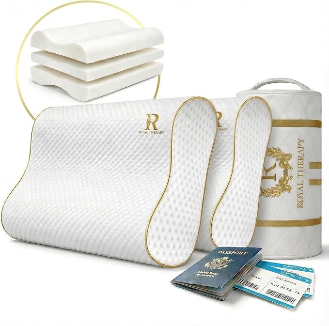 2-Pack Travel Memory Foam Pillow, Cervical by ROYALTHERAPY