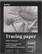 Tracing Paper 8.5x11 inch, 100 Sheets Transparent Vellum Paper for Tracing Pads, 38lb/60gsm Translucent Tracing Paper for Pencil, Marker and Ink，Trace Images, Sketch, Preliminary Drawing, Overlays.
