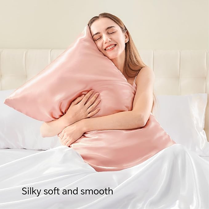 BEDELITE Satin Pillowcase with Zipper 4 Pack, Coral Pillow Cases Standard Size - Image 2