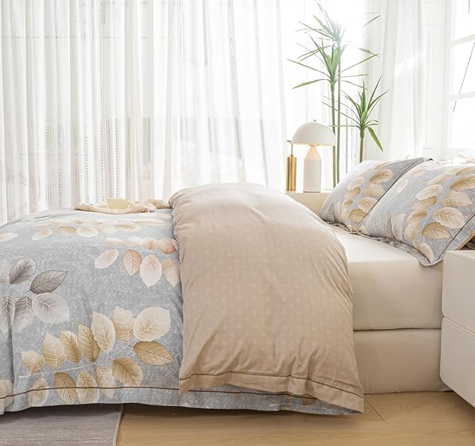 OAITE Duvet Cover Set King Size Floral Pattern 500 Thread Count Ultra Soft 100% - Image 5