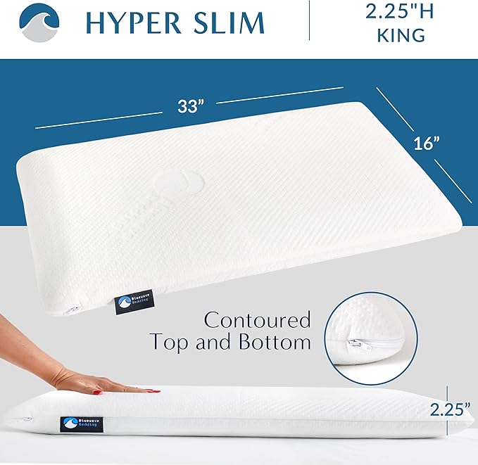 Bluewave Bedding Hyper Slim Gel Memory Foam Pillow - Image 2