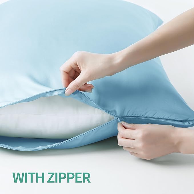 Bamboo Viscose Zippered Pillow Cases Standard Size Set of 2, 400 Thread Count - Image 2